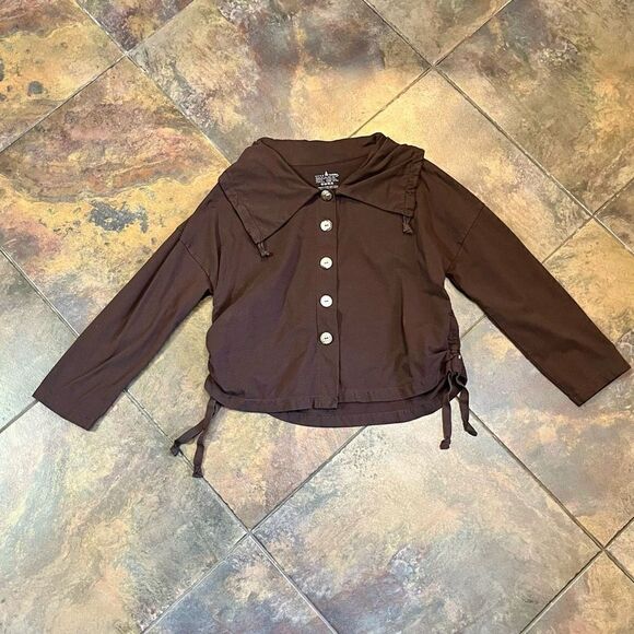 Neon Buddha Brown Jacket Cinch Waist Button Up Small - Picture 5 of 9
